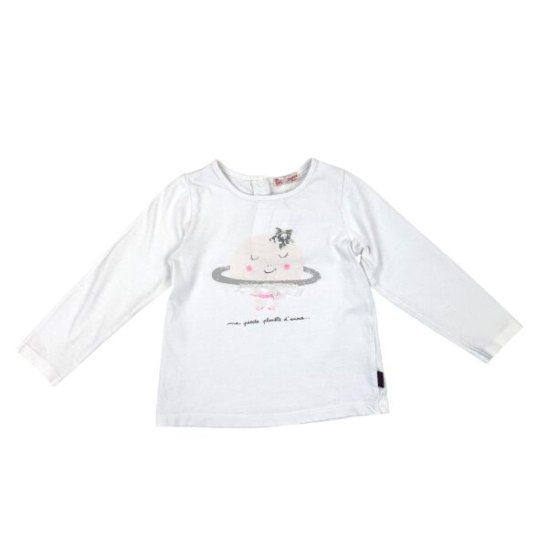 T-SHIRT MANCHES LONGUES BLANC -  DPAM  -24 MOIS