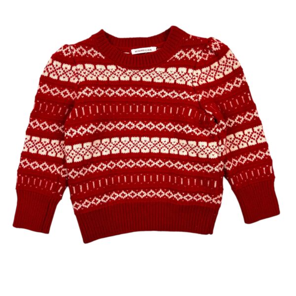 PULL ROUGE BLANC - MONOPRIX - 4 ANS