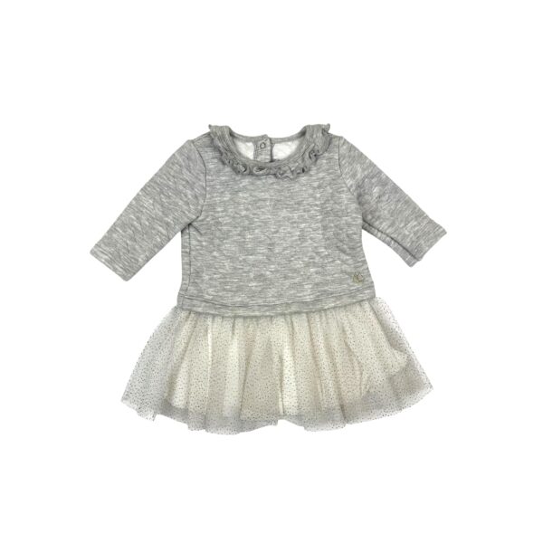 ROBE GRISE TULLE PAILLETTE - PETIT BATEAU - 3 MOIS